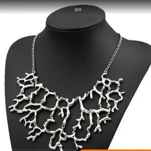 Silver Coral Statement Necklace